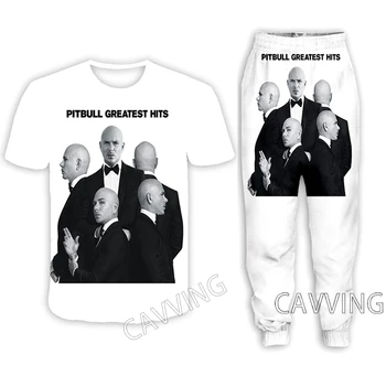 Повседневная футболка с 3D принтом Rapper Pitbull + брюки для бега, брюки, костюм, женские/ мужские комплекты, костюм, одежда