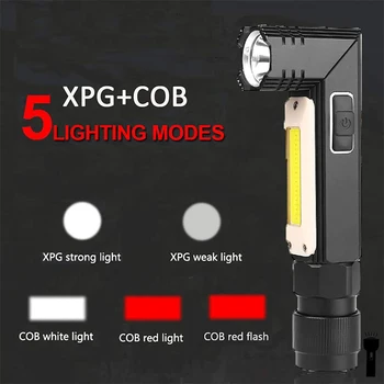 Портативный светодиодный + COB фонарик Налобный магнит USB Перезаряжаемый Для Рыбалки, Кемпинга, рабочего света, Мощного налобного фонаря