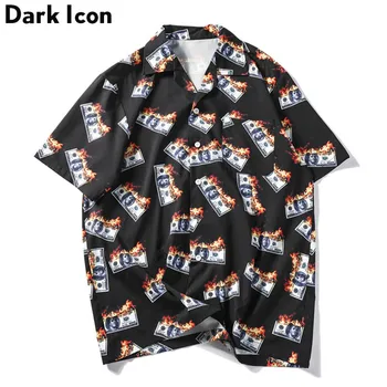 Рубашки Dark Icon Flame, доллары США, Мужские Рубашки 2019, Летние Мужские Рубашки с отложным воротником, Уличная одежда, Рубашки в стиле хип-хоп