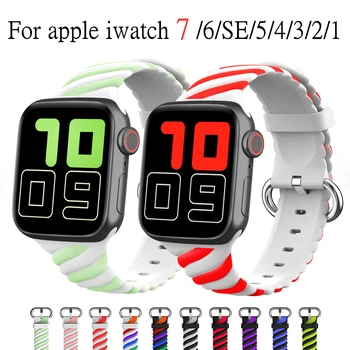Силиконовый ремешок Для Apple Watch band 45 мм 44 мм 42 мм браслет iWatch 38 мм 40 мм 41 мм correa для Apple watch series 7 SE 6 5 4 3 2