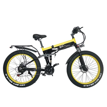Складной электрический велосипед с литиевой батареей для мужчин и женщин, электровелосипед, передняя и задняя амортизация, общий, 26 дюймов