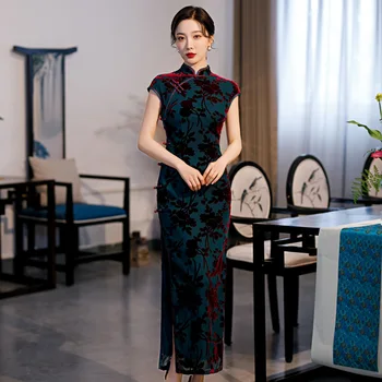 Старый Шанхай 2022 новый стиль весна и осень платье длинное в китайском стиле банкетный платье знаменитости Вечерние Платье для женщин
