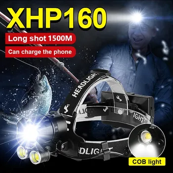 Супер Мощный XHP160 Светодиодный Налобный фонарь XHP90 Высокой Мощности Светодиодный Налобный фонарь 18650 Перезаряжаемый Головной Фонарик USB Zoom Рыболовный Головной Фонарь